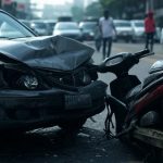 Accident, moto et voiture